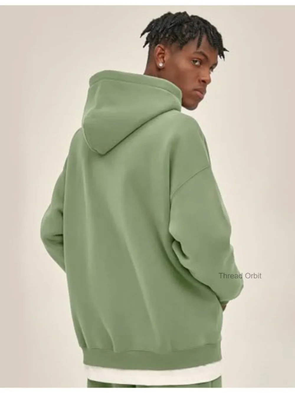 Mens Zip Up Hoodie Oversized Fleece Long Sleeve Drop Shoulder Hooded Sweatshirt